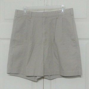 Parker Men's Shorts Size 34 Tan Pleated Front 100% Cotton Pockets (S035)